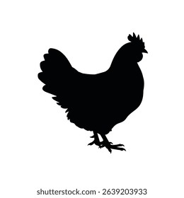 Silhouette: Proud Hen with Flared Tail Feathers - Farm Symbol