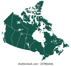 Silhouette Provinces Map Canada All Objects Stock Vector (Royalty Free ...