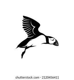 Silhouette Puffin bird vector illustration design