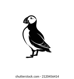 Silhouette Puffin bird vector illustration design