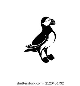 Silhouette Puffin bird vector illustration design