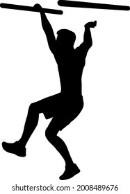 Silhouette of a pull up workout steps on a white background.