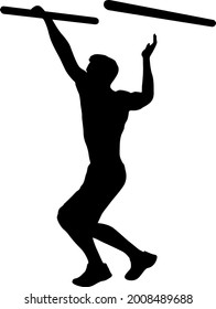 Silhouette of a pull up workout steps on a white background.