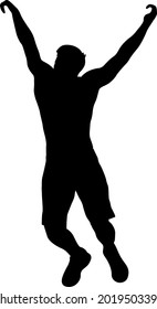 Silhouette of a pull up workout steps on a white background.