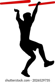 Silhouette of a pull up workout steps on a white background