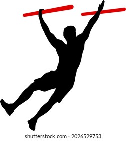 Silhouette of a pull up workout steps on a white background