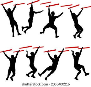 Silhouette Of A Pull Up Workout Steps On A White Background