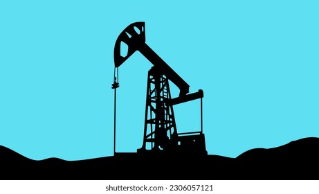 Silhouette of a pumpjack, high quality vector