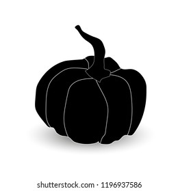 Silhouette of pumpkin, decoration for the holiday of Halloween, on a white background, vector
