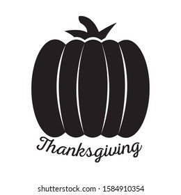 Silhouette of a pumpkin with thanksgiving text - Vector illustration
