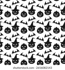 Silhueta Abóboras e morcego Padrão Sem Costura Halloween Minimalista Fundo Sem Costura ideia