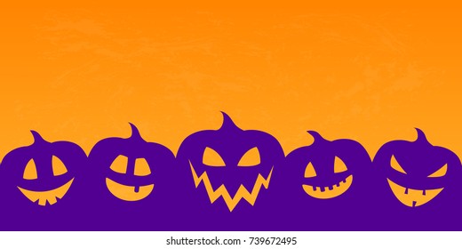 Silhouette of pumpkins with copyspace - banner. Vector.