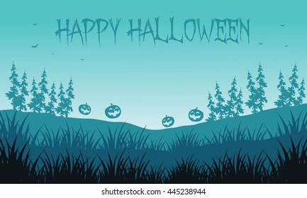 Silhouette of pumpkins in fields Halloween backgrounds vector
