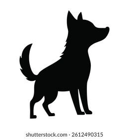 silhouette puppy vector on white background