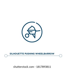 silhouette pushing wheelbarrow outline vector icon. simple element illustration. silhouette pushing wheelbarrow outline icon from editable industry concept. can be used for web and mobile
