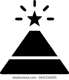 Silhouette of Pyramid with Glowing Star on Top – Mysterious Abstract Shape, Sacred Geometry, Night Sky Background, Illuminated Symbol, Minimalist Light Art, Spiritual Concept Design
