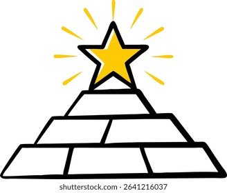 Silhouette of Pyramid with Glowing Star on Top – Mysterious Abstract Shape, Sacred Geometry, Night Sky Background, Illuminated Symbol, Minimalist Light Art, Spiritual Concept Design
