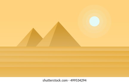 Silhouette of pyramid on desert vector illustration