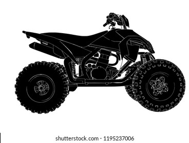 silhouette quad bike vector