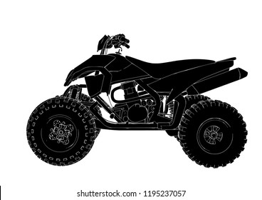 silhouette quad bike vector