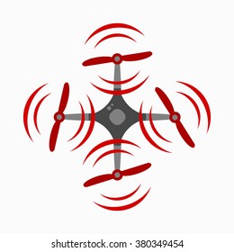 Silhouette of quadrocopter and remote control