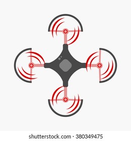 Silhouette of quadrocopter and remote control