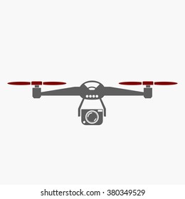 Silhouette of quadrocopter and remote control