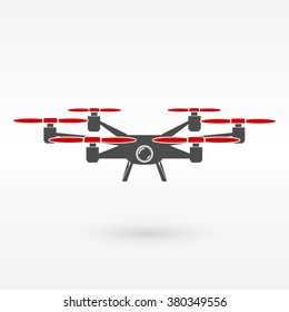 Silhouette of quadrocopter and remote control