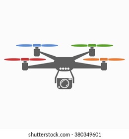 Silhouette of quadrocopter and remote control