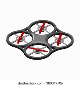 Silhouette of quadrocopter and remote control