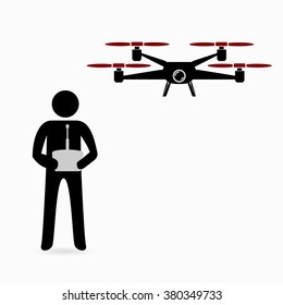 Silhouette of quadrocopter and remote control