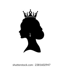 Silhouette of Queen isolated on white background