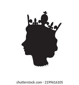 Silhouette of the queen . Vector illustration.