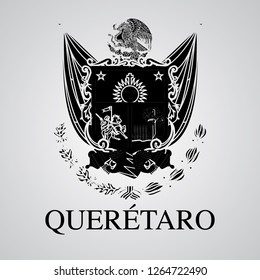 Silhouette of Queretaro Coat of Arms. Mexican State. Vector illustration