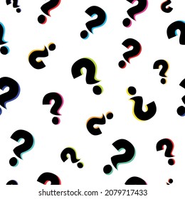 Silhouette Question Marks Seamless Pattern on White Background. Question Marks Texture on White Background Information Concept Abstract Background Can be used as Wallpaper Wrapping Paper Textile print