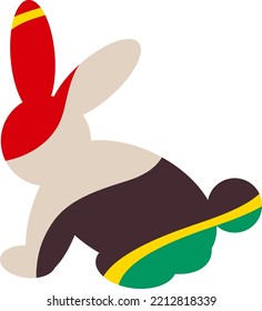 Silhouette of a rabbit with an abstract pattern. Symbol of 2023. Vector illustration