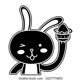 silhouette rabbit animal with egg easter design