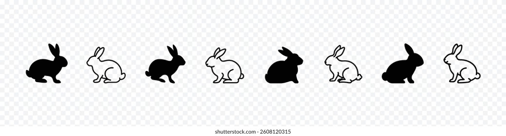 silhouette of a rabbit, Easter bunny silhouettes, rabbit clip art set, Easter Bunny. Rabbit set.