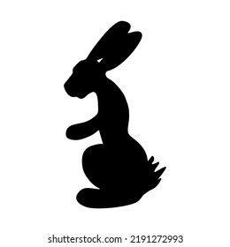 Silhouette of a rabbit in full growth isolated on a white background.