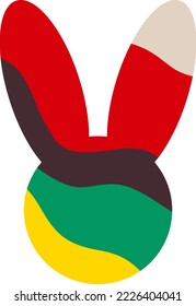 Silhouette of a rabbit head with an abstract pattern. Symbol of 2023. Vector illustration