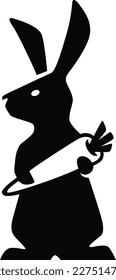 Silhouette of Rabbit Holding a Carrot