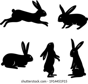 Silhouette rabbit illustration vector for icon or anything.