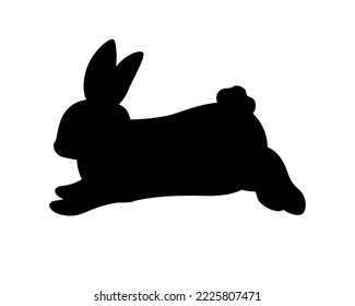 Silhouette of rabbit isolated on white background