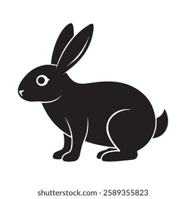  silhouette of a rabbit isolated on white background