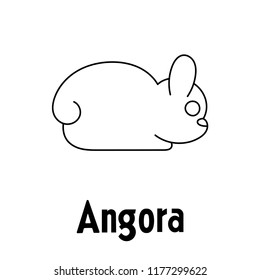 Silhouette of a rabbit with lettering Angora in line art style