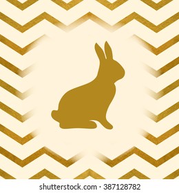The silhouette of rabbit on chevron background. Background for Easter greeting card, decals, label, poster or cover.