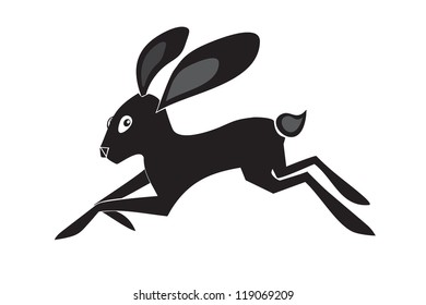silhouette of the rabbit on white background