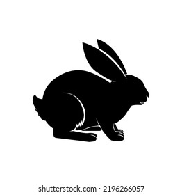 Conejo de silueta sobre fondo blanco.