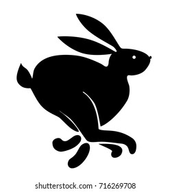 silhouette of a rabbit running away as fast as possible. Vector image ideal for embossing, laser cutting, plotter for the holiday of the autumn equinox