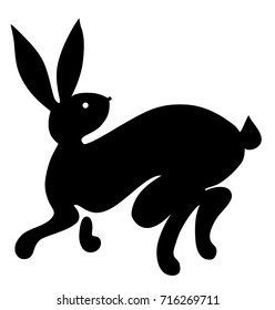 silhouette of a rabbit running away and looking back. Vector image is ideal for embossing, laser cutting, plotter.